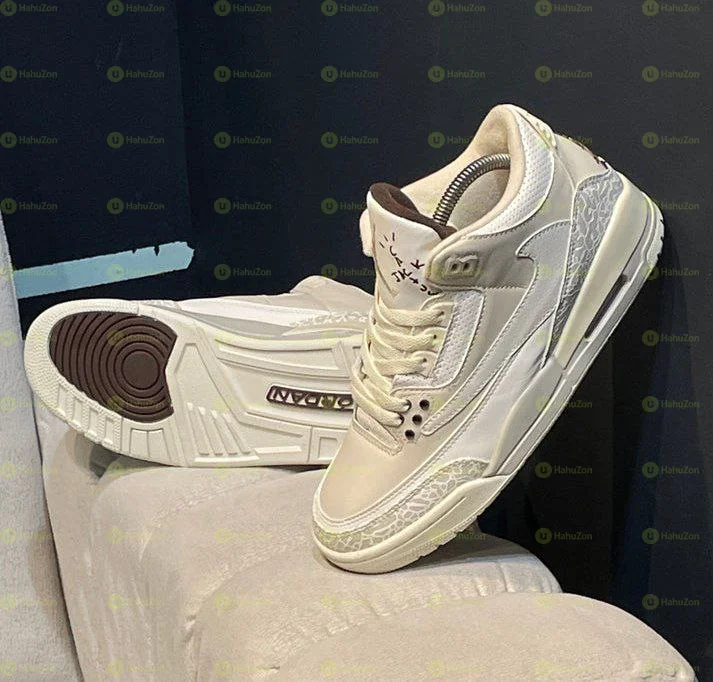 Air Jordan 3 Retro x Travis Scott Sail Pale Ivory Mid Men's Shoes