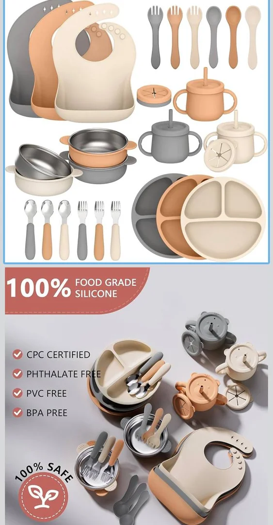 9 piece Silicone Baby Feeding Set