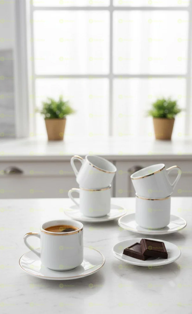 የቡና ስኒዎች ከማስቀመጫ ጋር