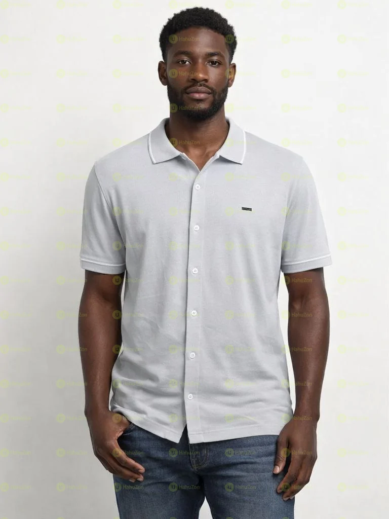 Quality Men’s Short-Sleeve Knit Button-Up Polo