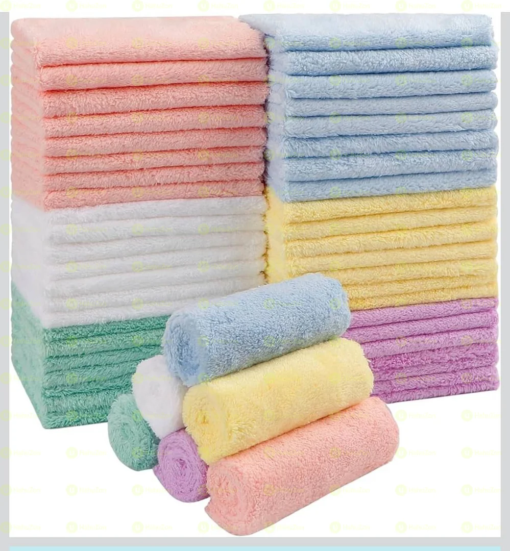 Baby Washcloths 5 Pack Microfiber Coral Fleece Baby Bath Face Towel