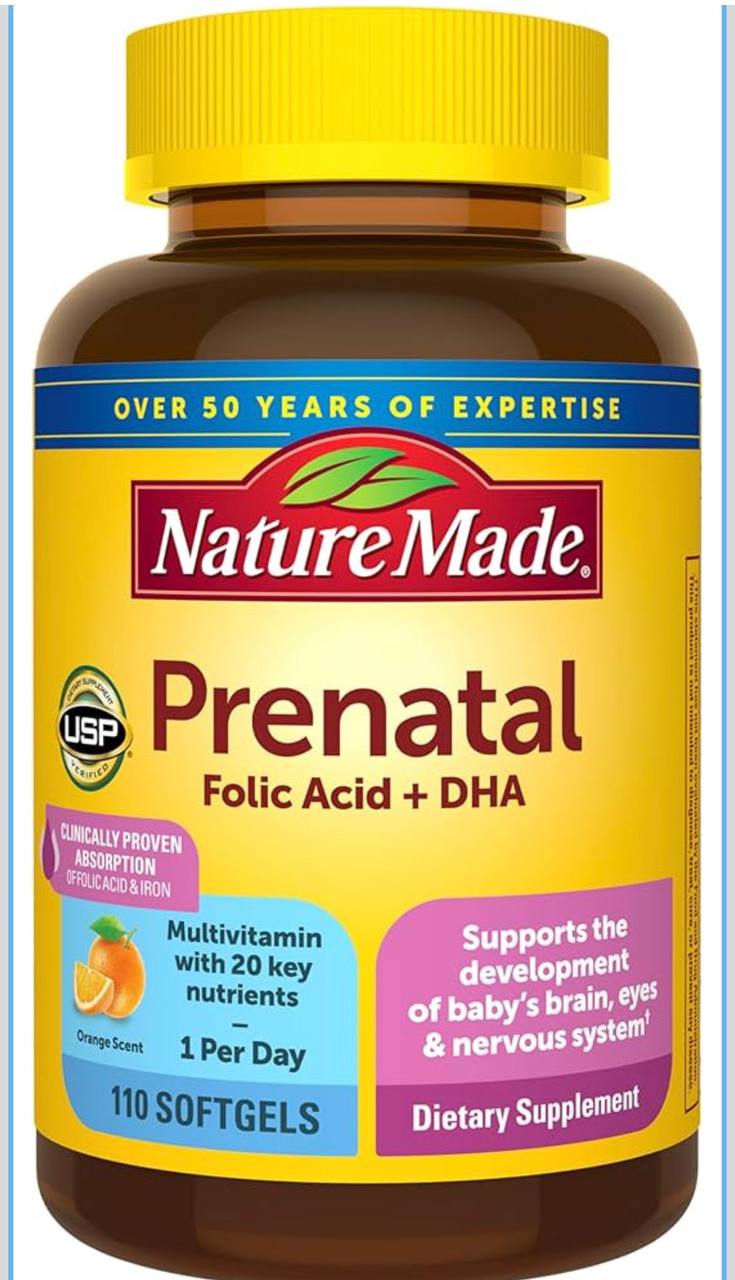 Nature Made Prenatal Vitamins for Women with Folic Acid + DHA