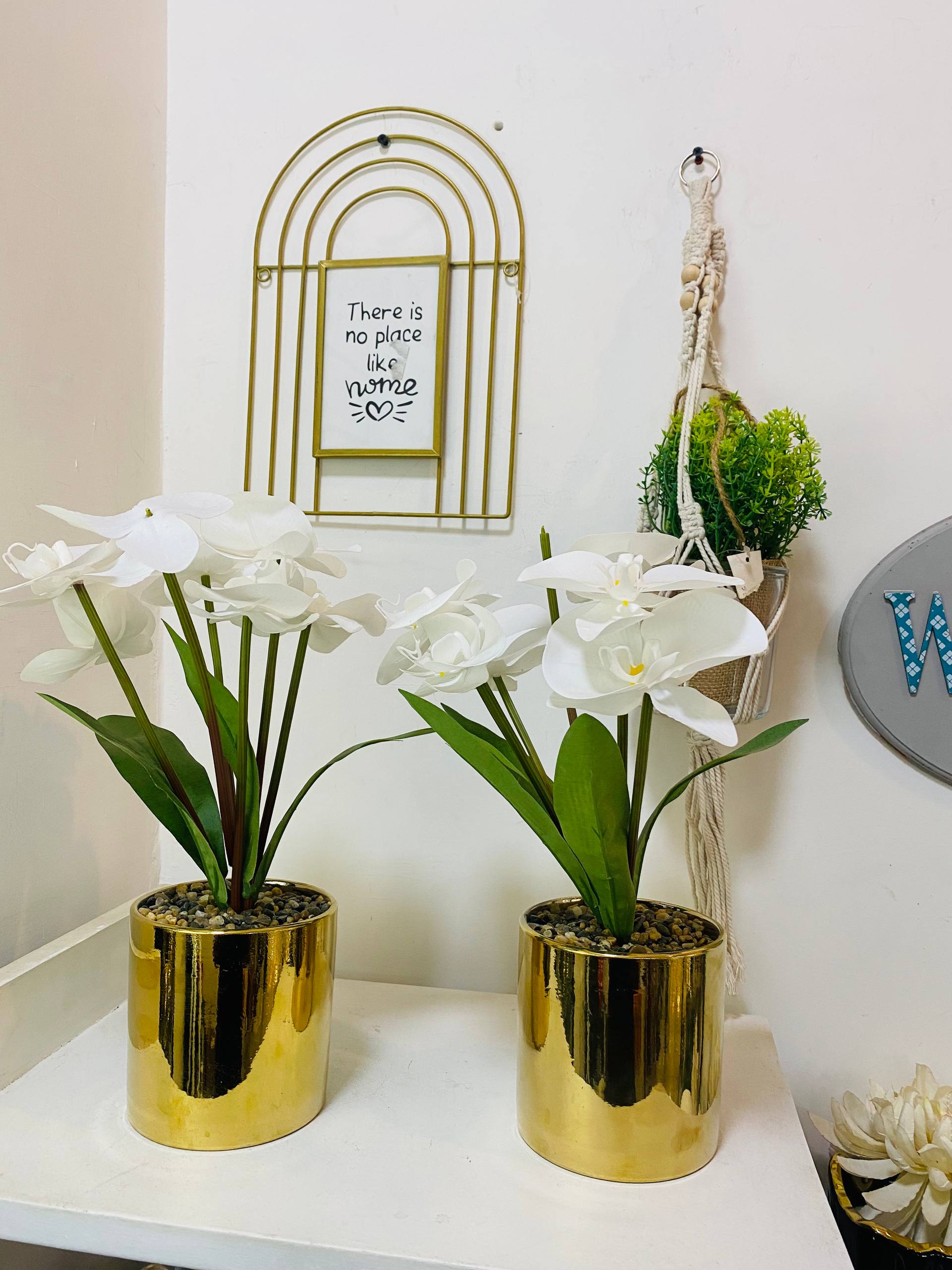 Ceramic Golden Vase and Flower