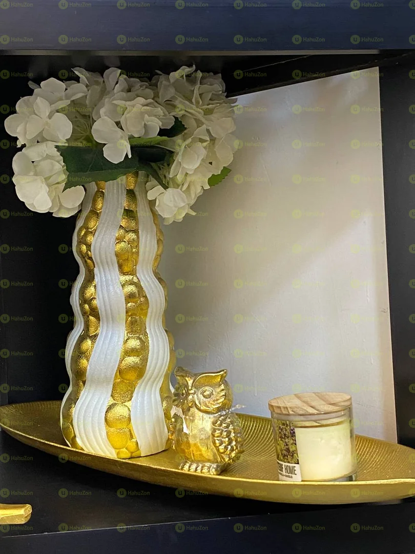 Golden and White Ceramic Vase