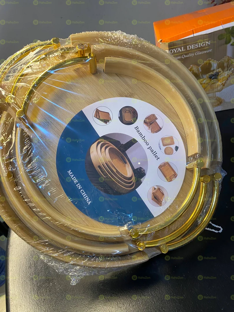 Set of 3 Bamboo Wood Serving Trays