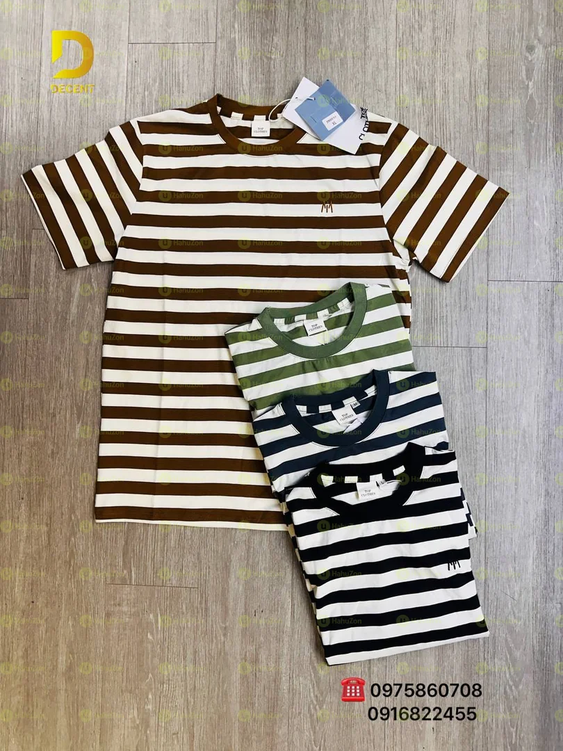 Striped Round Neck Cotton T shirts
