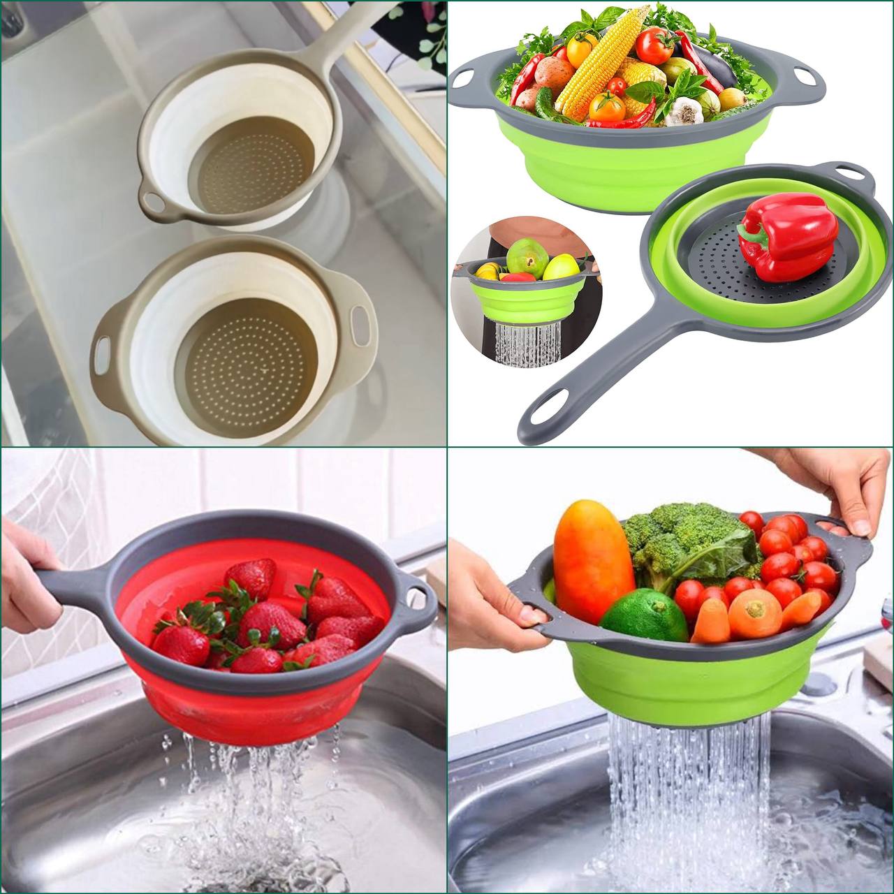 Collapsible Silicone Colander Strainer