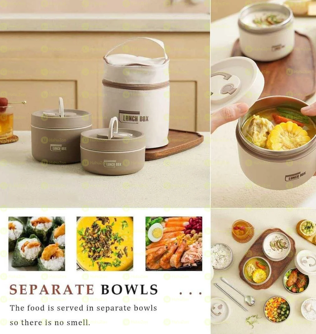 2Pcs Isolated Lunch Box With Bag