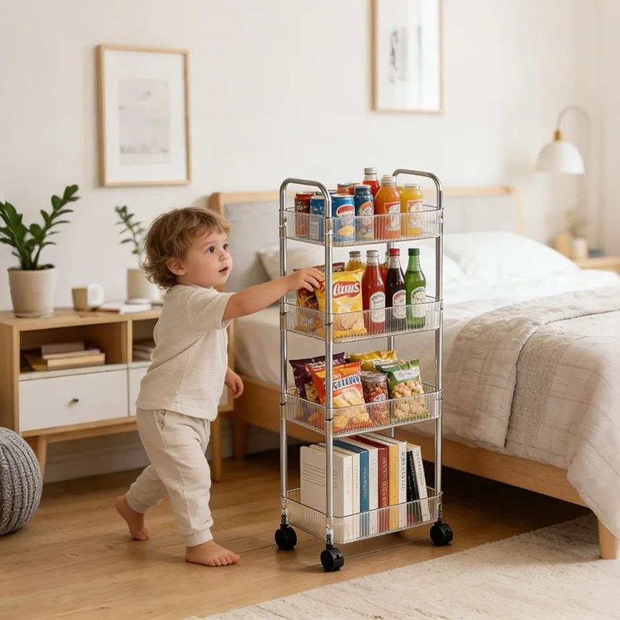 4 ከፍል ያለዉ ተንቀሳቃሽ የዕቃ መደርደሪያ