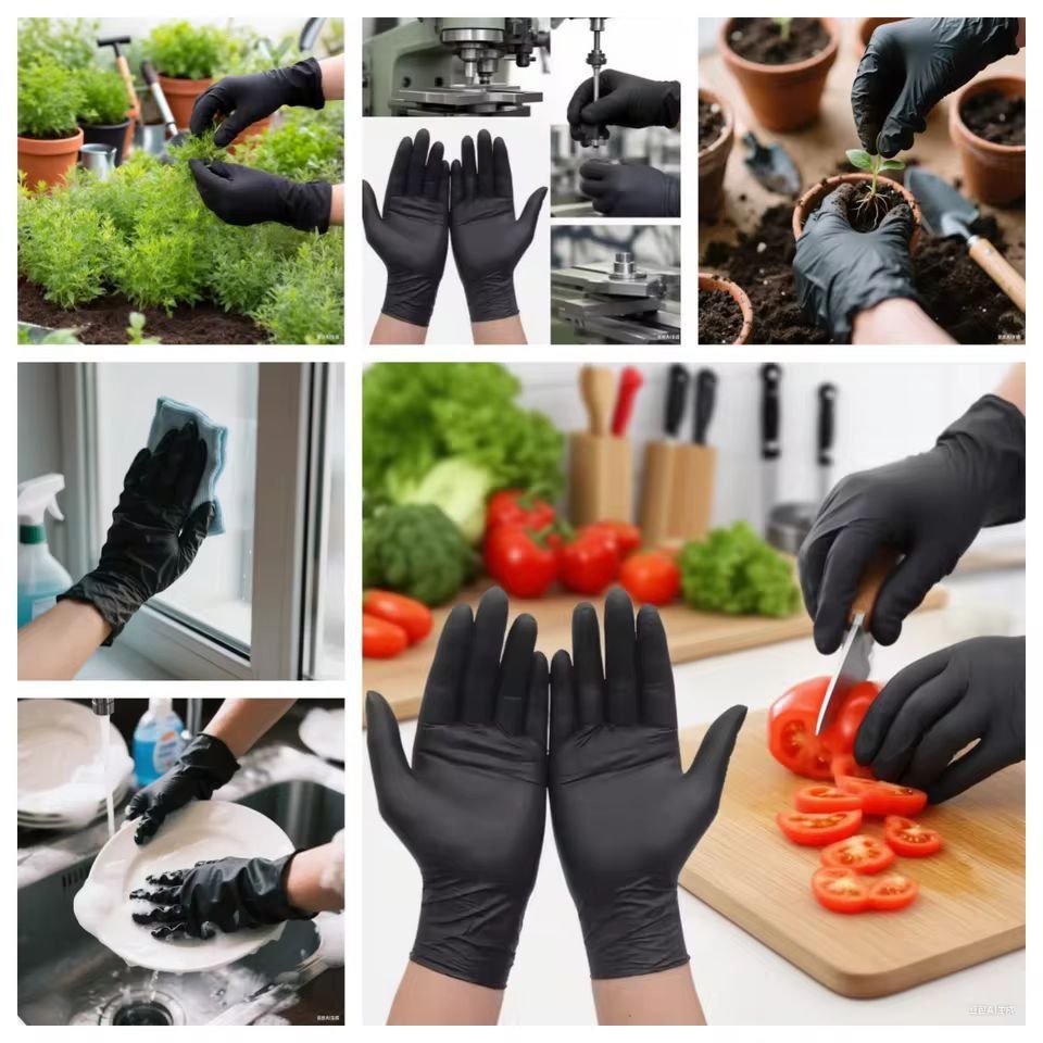 Disposable Black Vinyl Multi-purpose Gloves