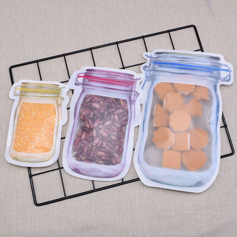 3pcs Reusable Plastic Mason Jar Bottles Bags