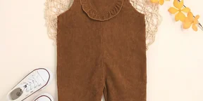 Solid Color Sleeveless Ribbed Baby Suspender Jumpsuit