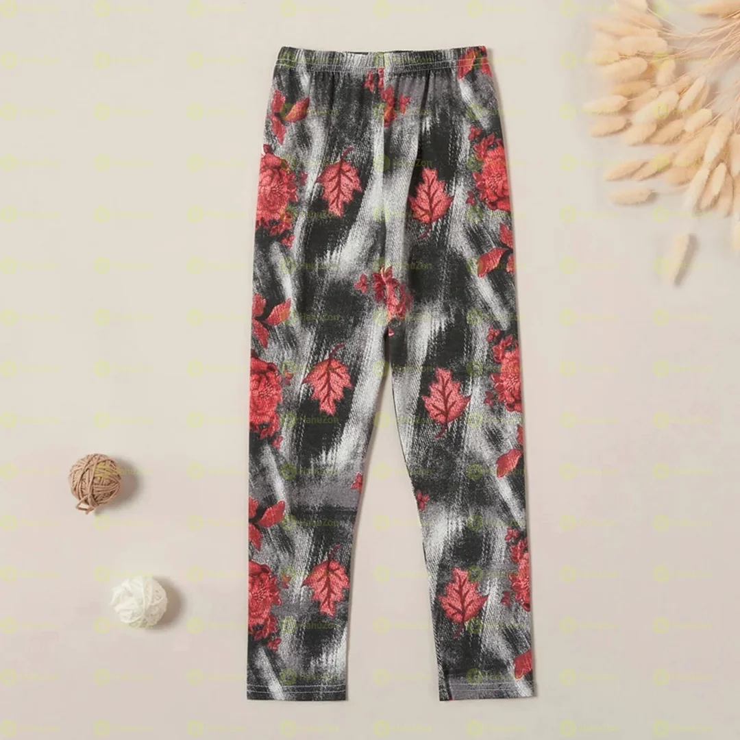 Kid Girl Casual Flower Allover Leggings