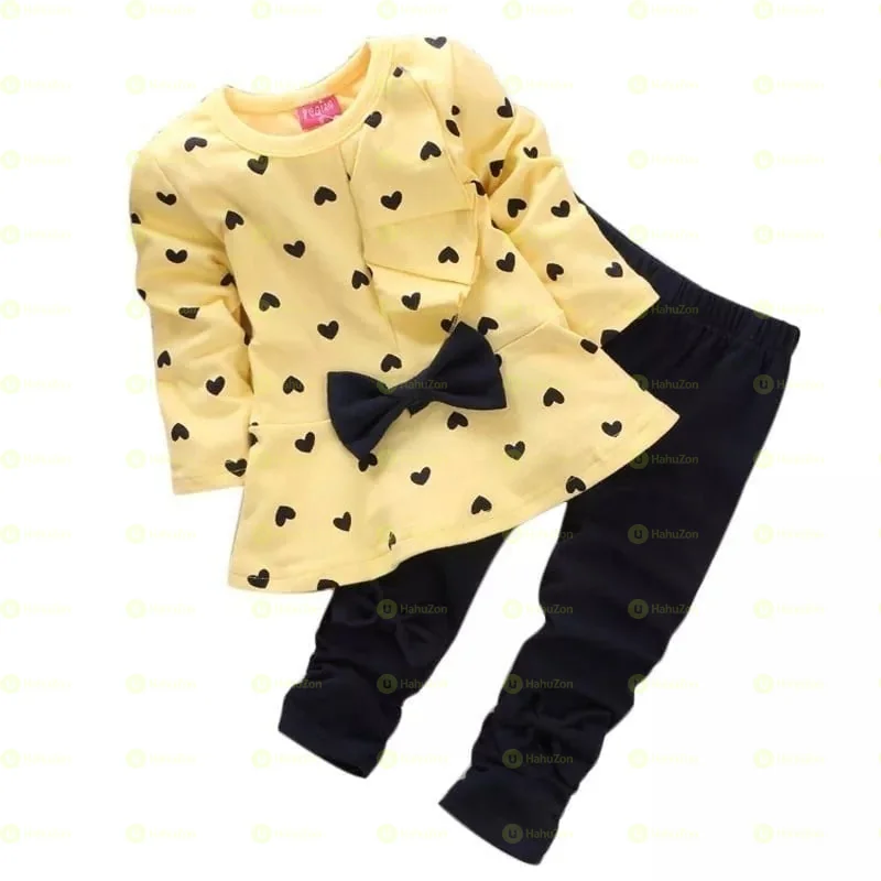 Girl Princesses Bowknot Best Top Dress and Pants Suits