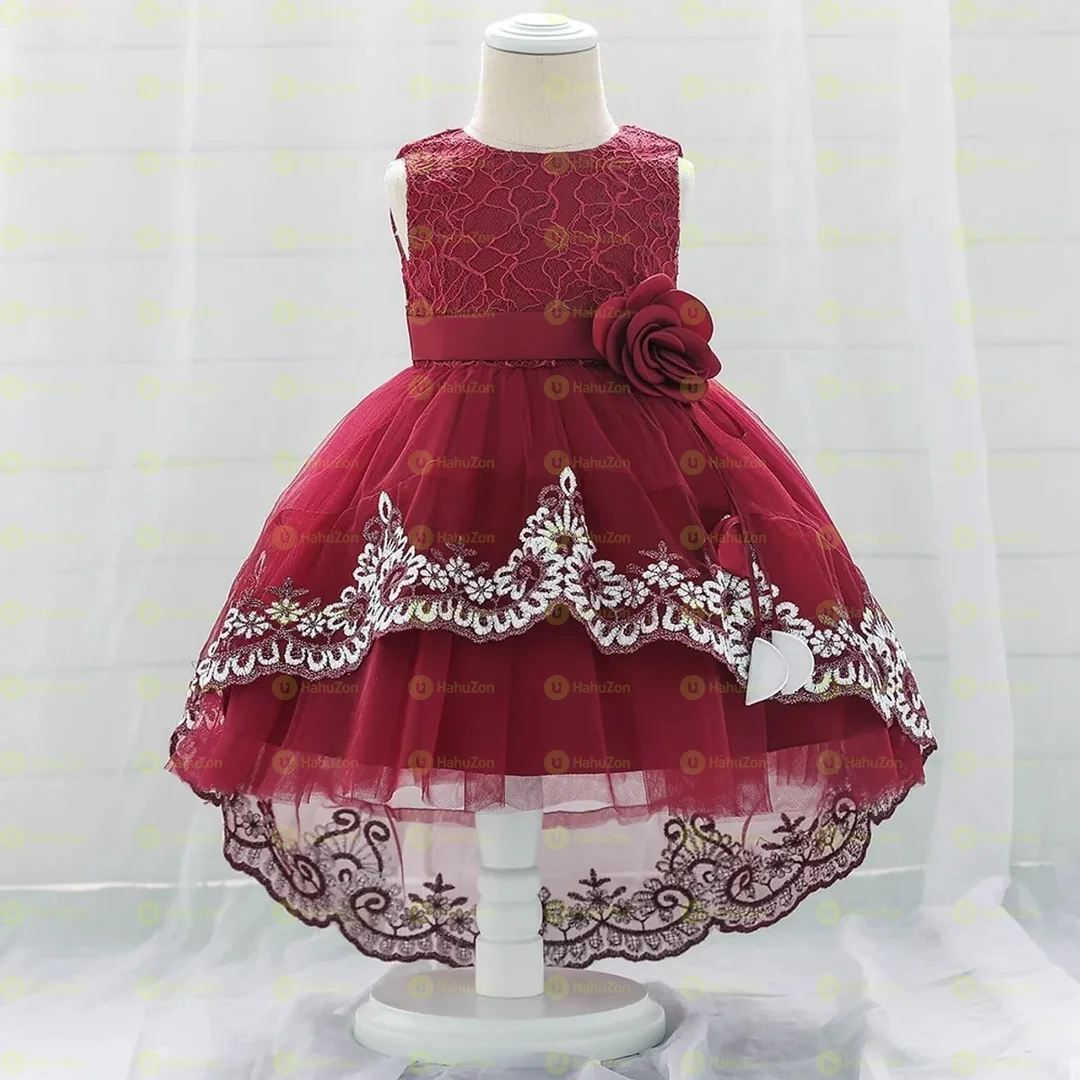 Mesh and Lace Decor Sleeveless Baby Birthday Dress