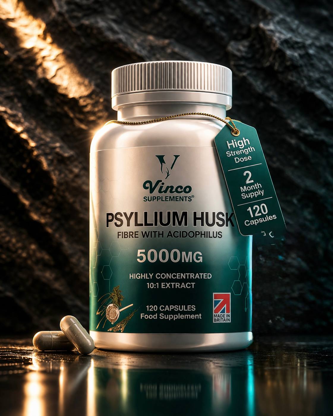 Psyllium Husk Fiber with Acidophilus 5000mg 120 Capsules