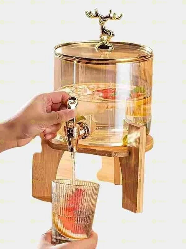 Glass Dispenser Jar With Bamboo Stand