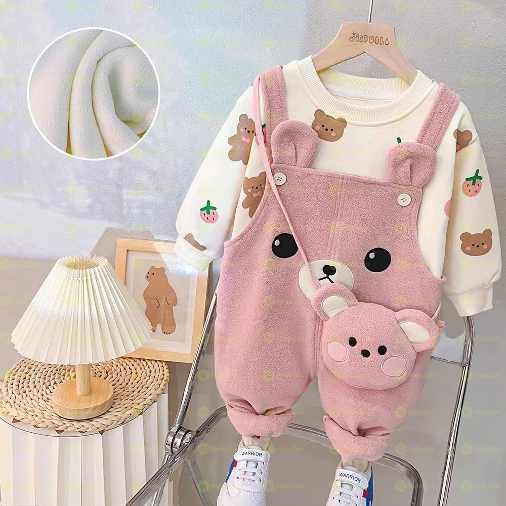 3 Piece Set Casual Overall and Top Set
