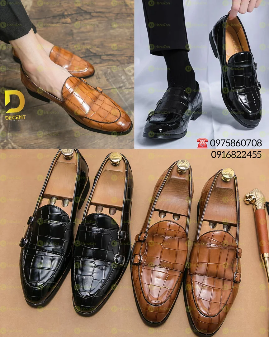 Buckle Croc Pattern Loafers Shoes