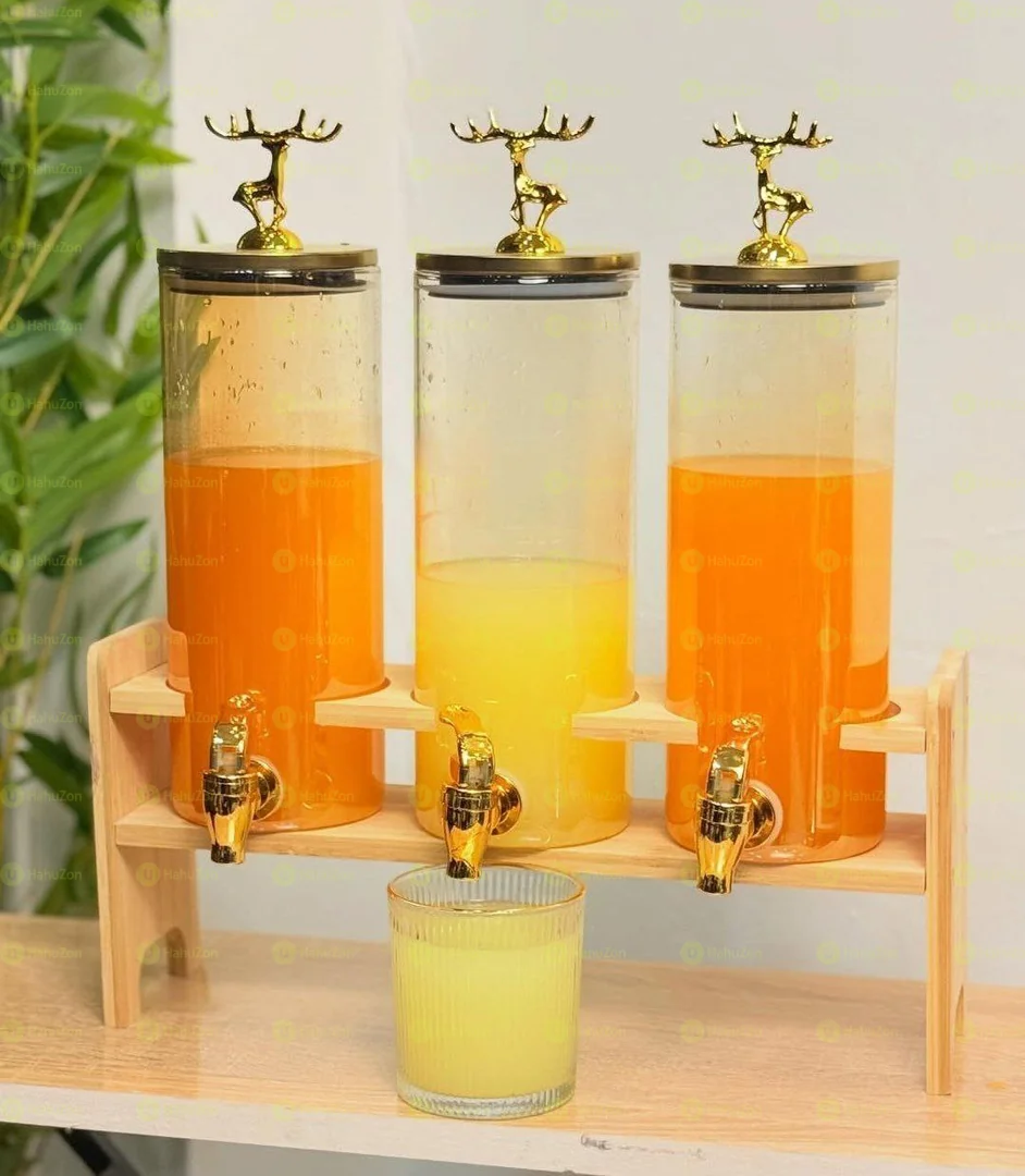 Glass Dispenser Jar With Bamboo Stand