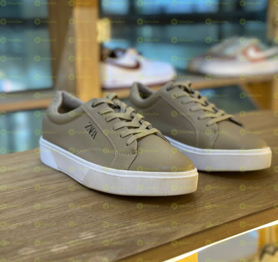 Zara Low-Top Textured Lace-Up Flat Casual Shoes Men's