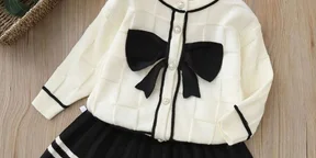 Knitted Cardigan and Pleated Skirt Set