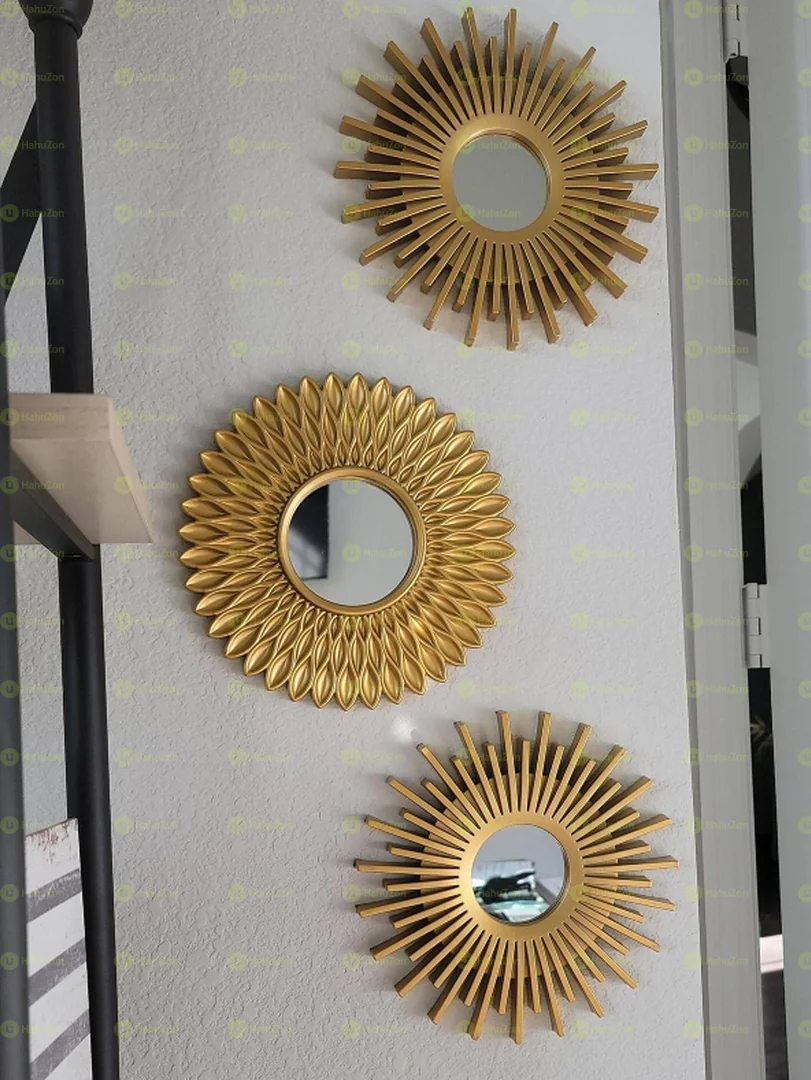 Golden Clock Mirror Set
