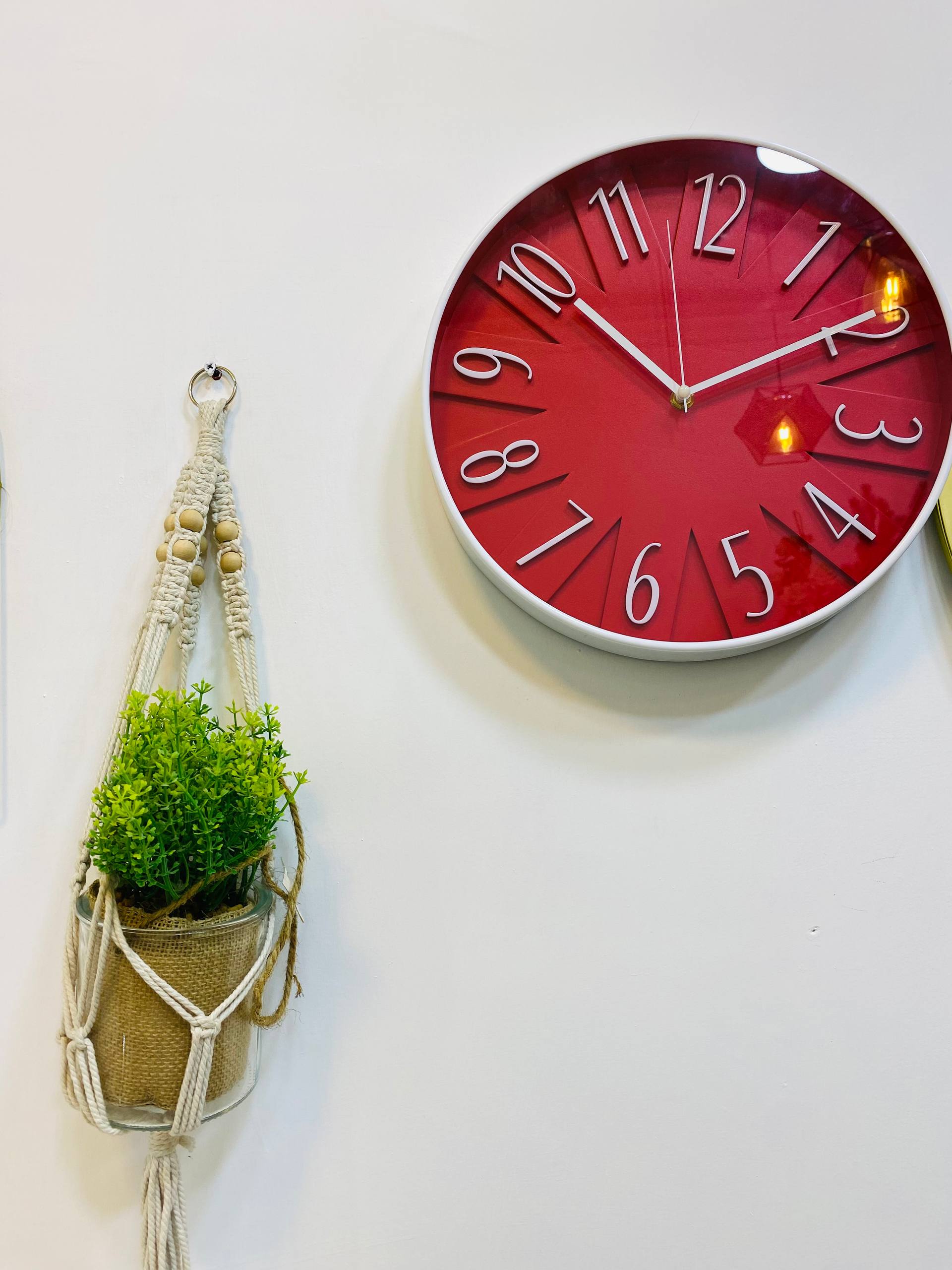 Aesthetic Red Modern Wall Clock