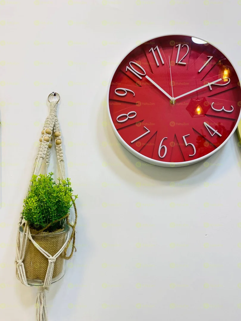 Aesthetic Red Modern Wall Clock