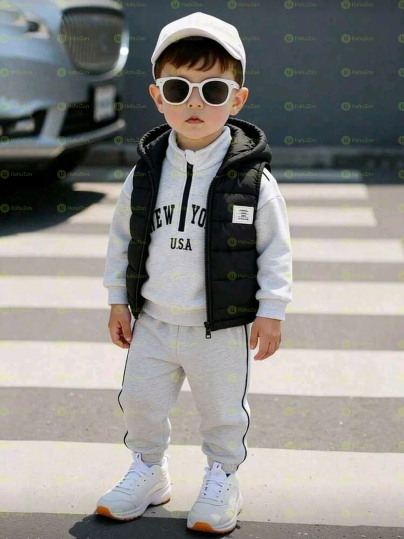 3pcs Set Pant,sweatshirt and Hooded Vest