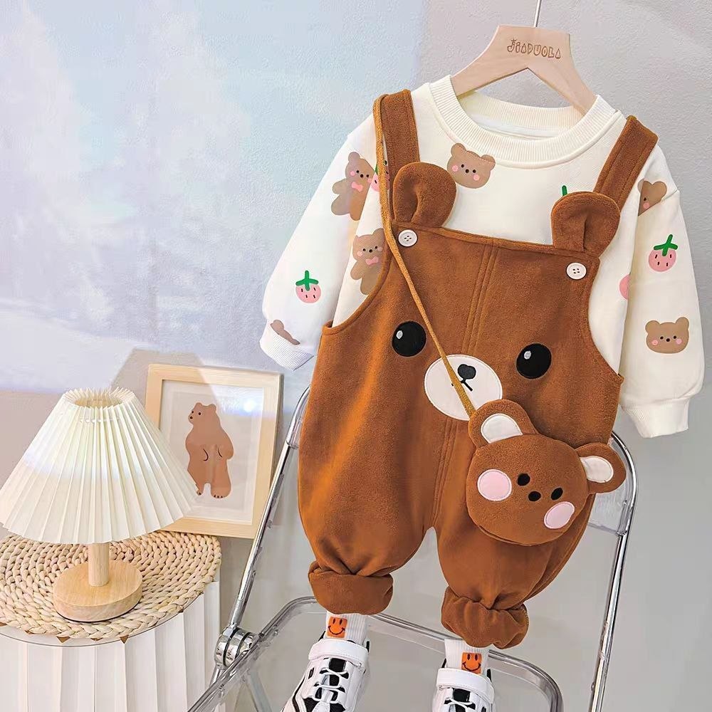 3pcs set Casual Overall and Top Set