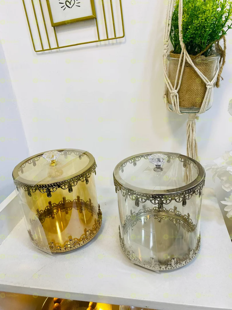 Glass With Crystal Cookie Snack Storage Jar