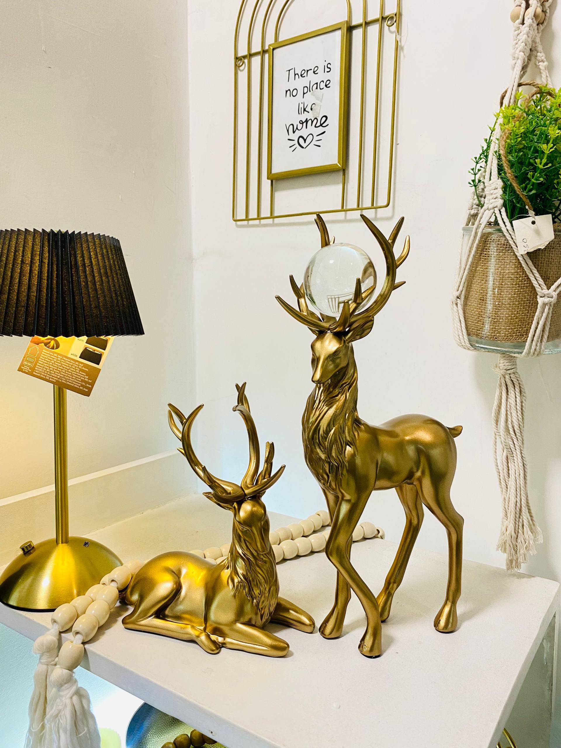 2 Piece Golden Deer For Home and Office Decoration