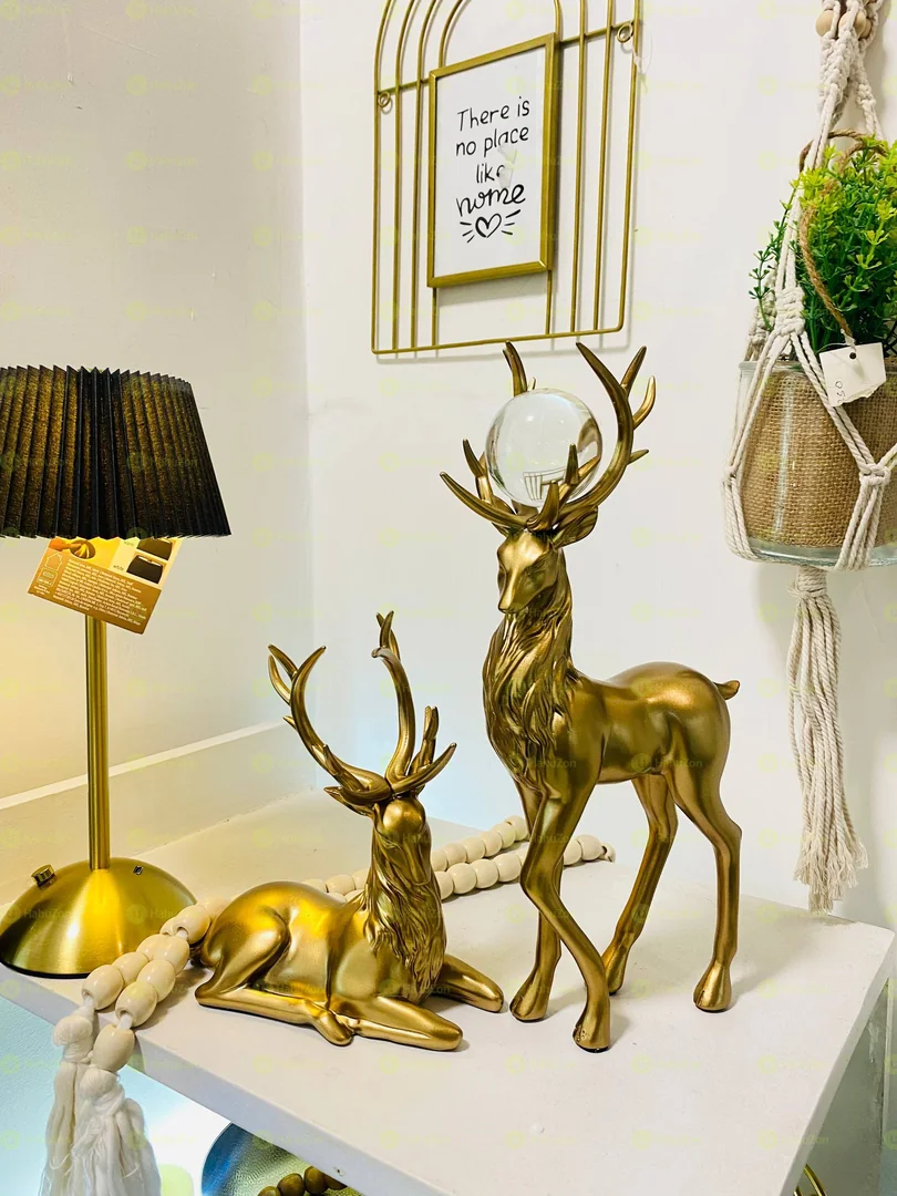 2 Piece Golden Deer For Home and Office Decoration