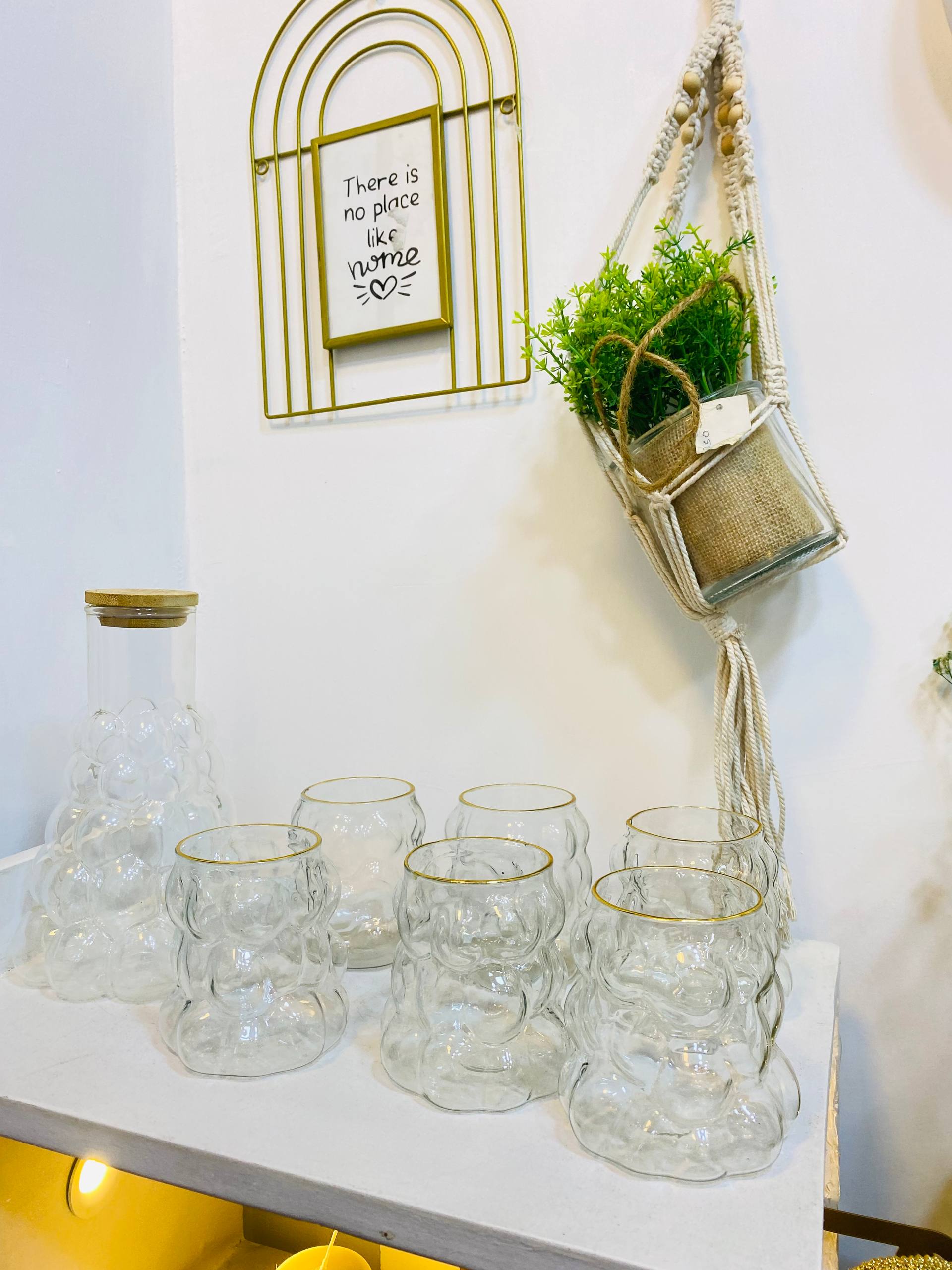 Bubble Acrylic Jar With 6 Glass