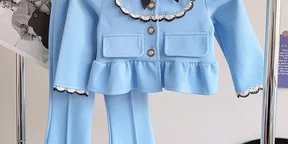 Toddler Girls' French Peter Pan Collar Top and Casual Pants Set
