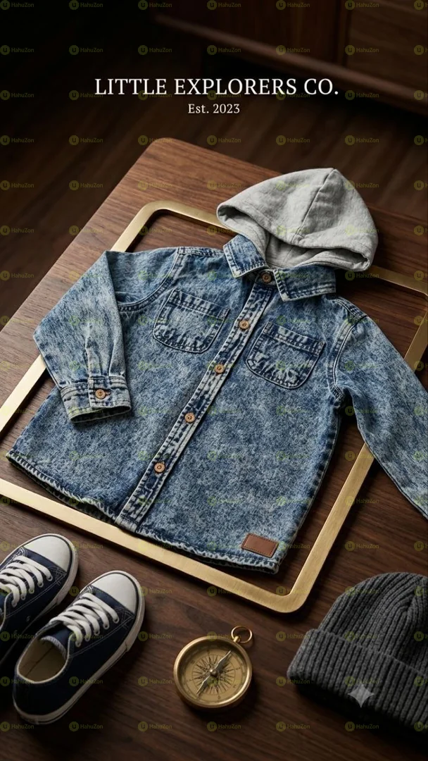 1pic Unisex Denim Hooded Top