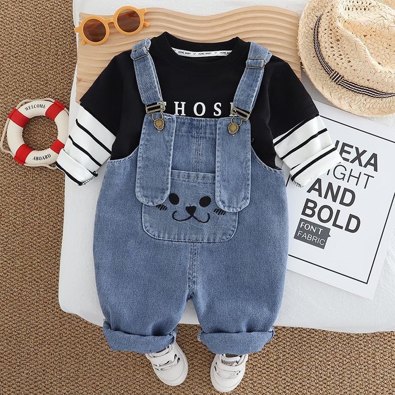Unisex Jeans Overall with Long Sleeve Tshirt