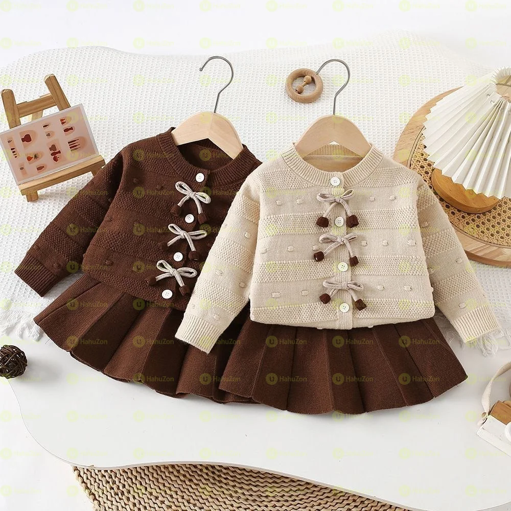 Girls Two Piece Sweater Top and Skirt Set