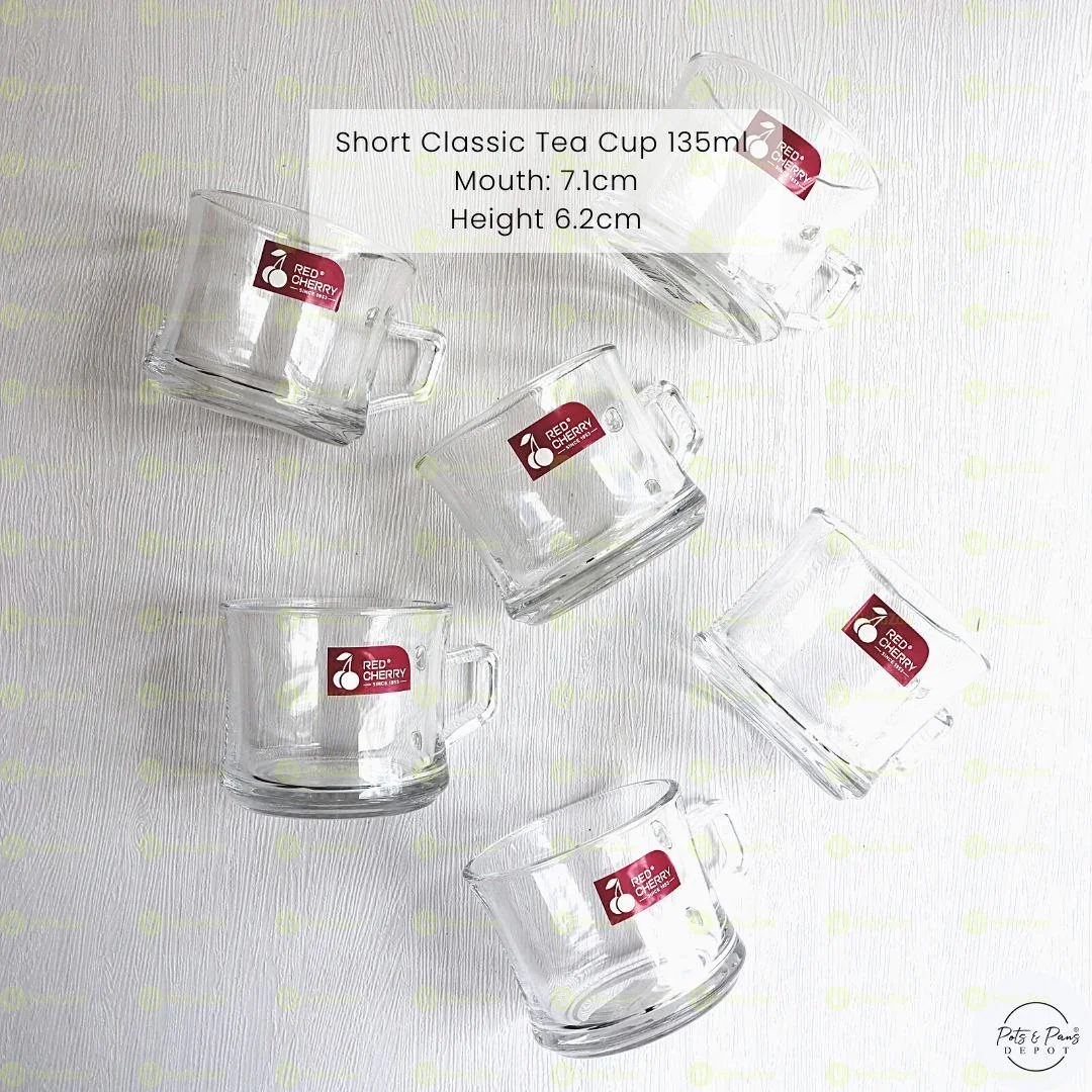 Red Cherry Glass Tea Cup Set