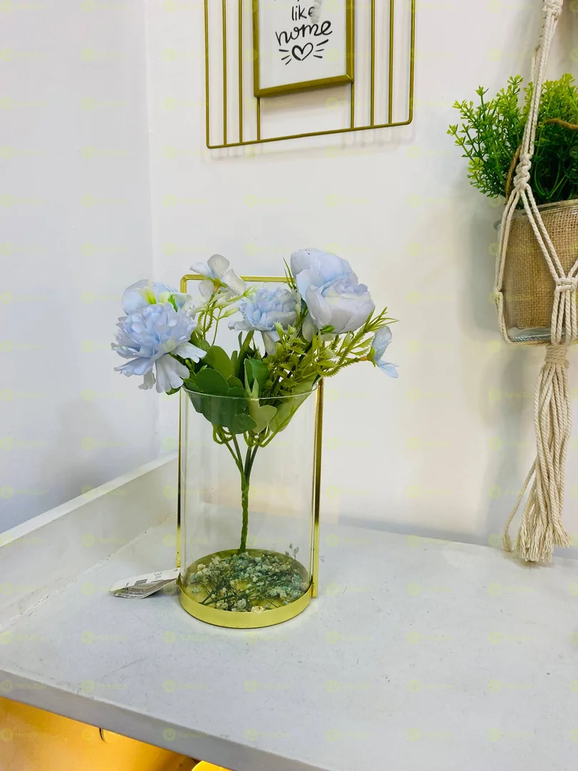 Metal and Glass Flower and Candle Holder