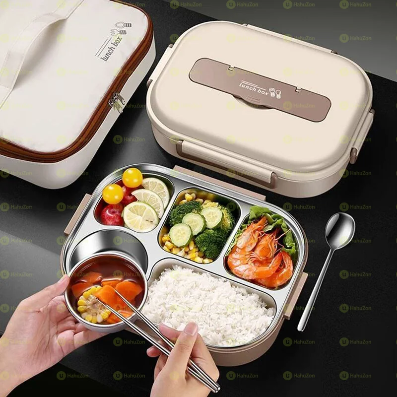 5 in 1 Insulated Thermal Lunchbox with Spoon, Chopstick and Bowl