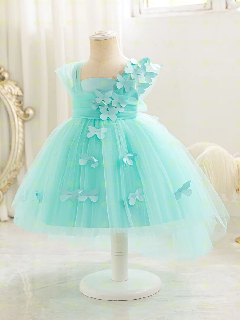 3D Butterfly Mesh Flower Party Dress