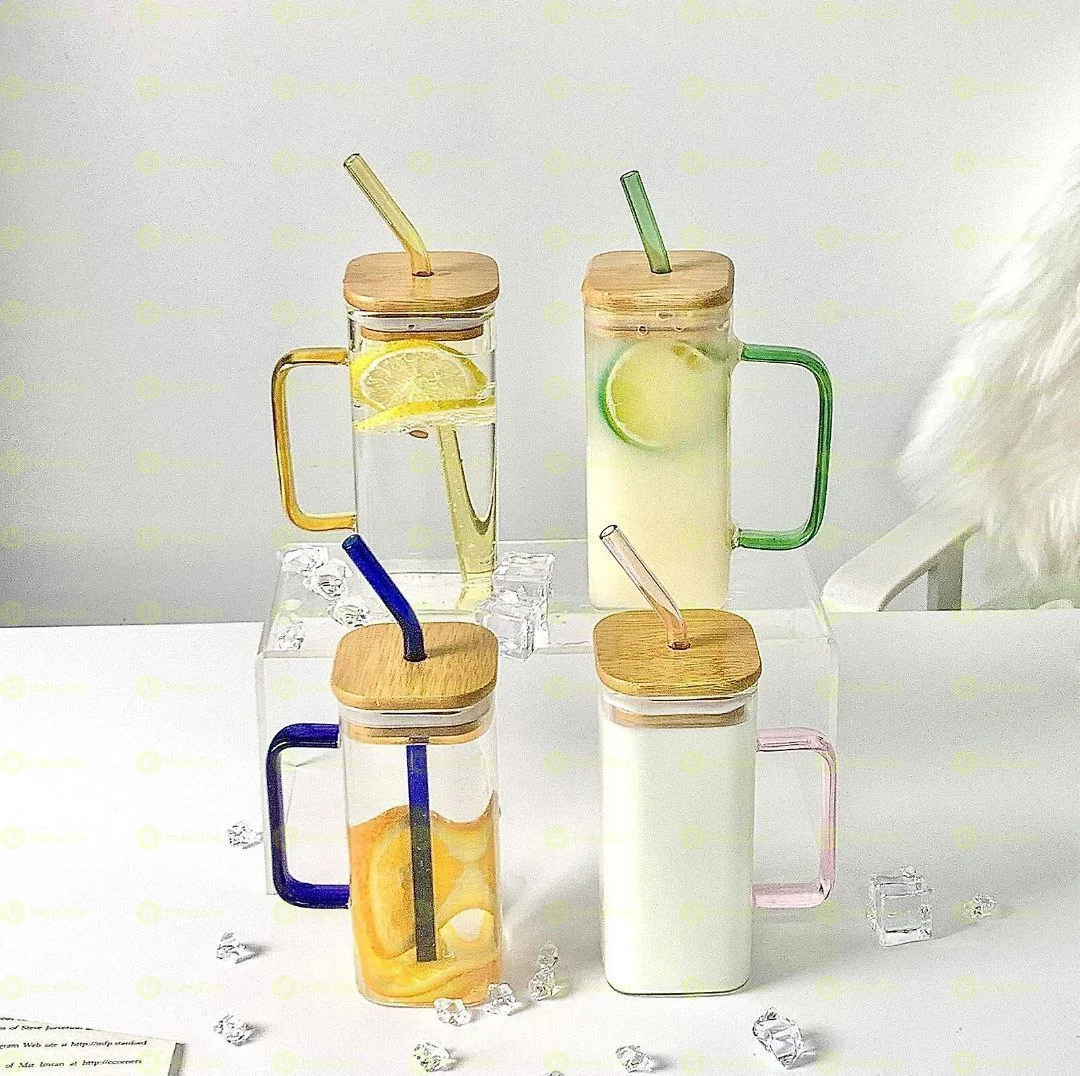 Glass Drinking Mug With Straw