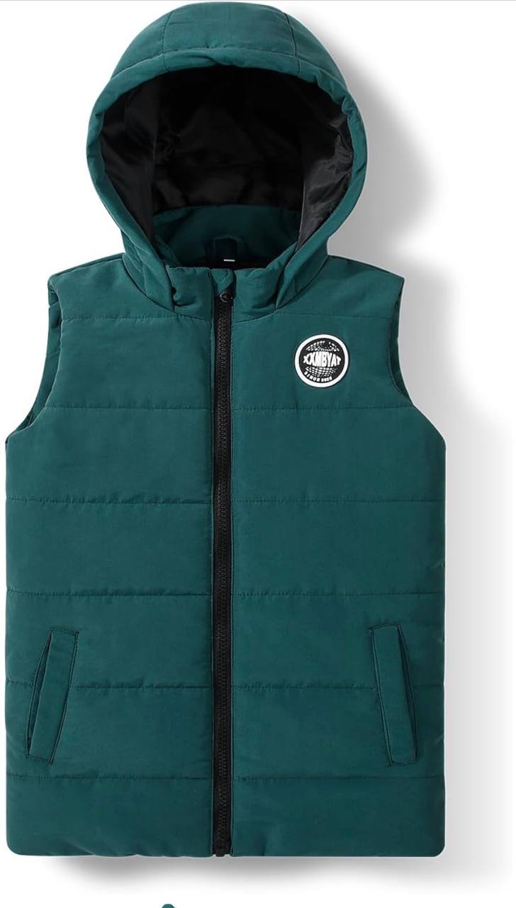 Boys,girls Puffer Vest Lightweight Sleeveless Jackets Hooded