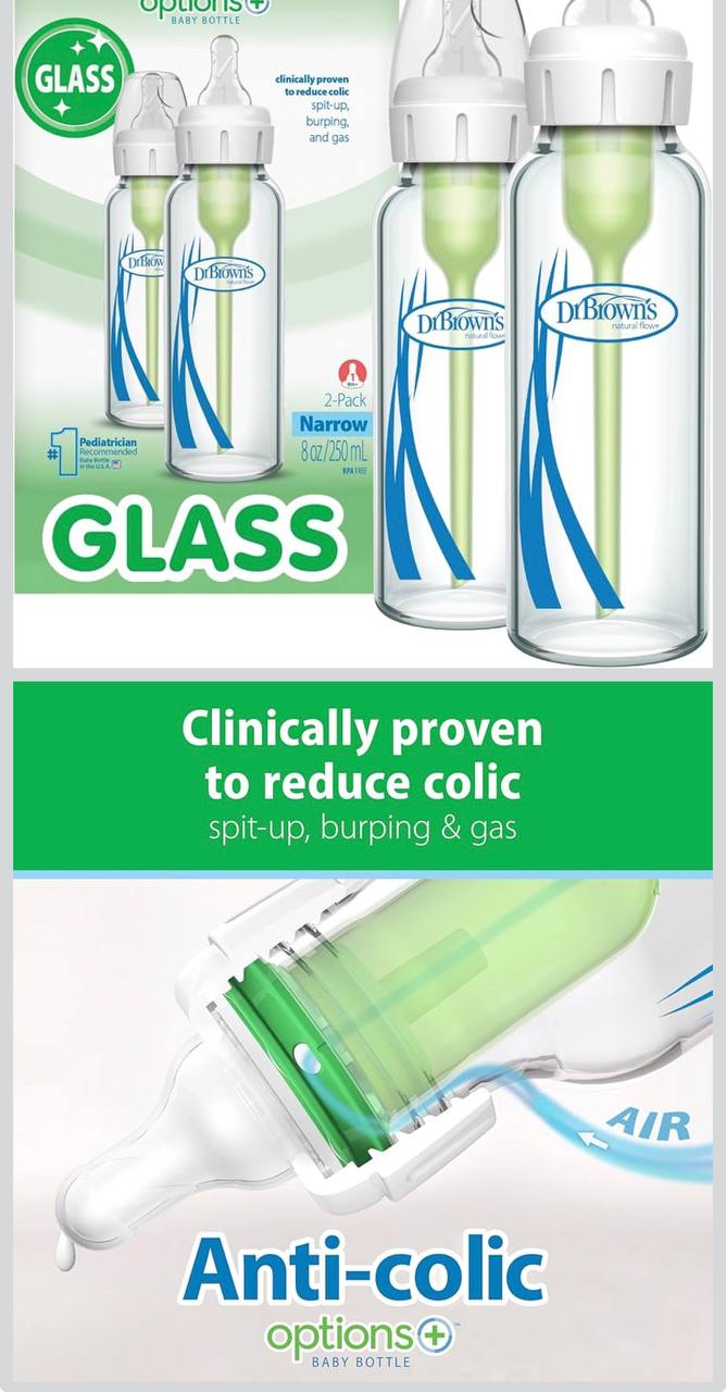 Dr. Brown's Anti-Colic Options+ Narrow Glass Baby Bottle
