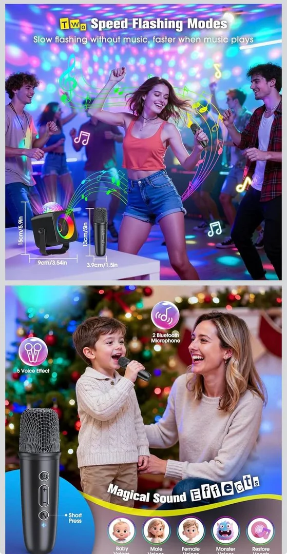 Mini Karaoke Microphone with Disco Light