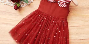 Christmas Splice Mesh Layered Sleeveless Crimson Baby Dress