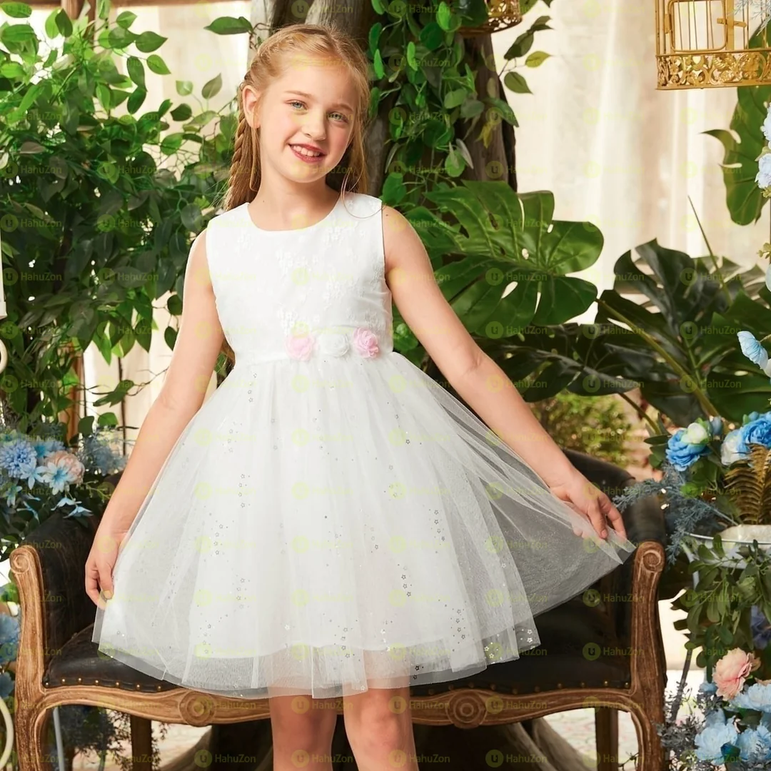 Pretty Kid Girl Floral Lace Party Dress