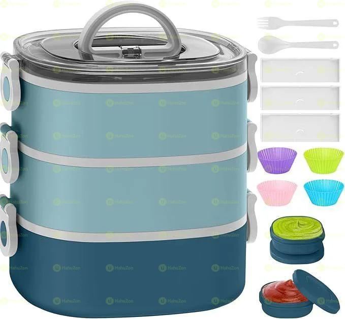 Bento Lunch Box, Stackable 3 Layers Bento Box Adult Lunch Box,